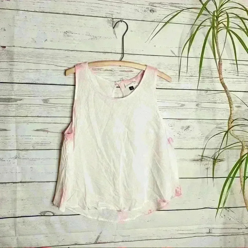 Universal Thread Cotton Keyhole Back Tank Top Bleached Plaid - Picture 2 of 7